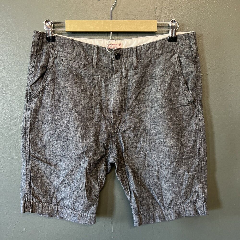 Levi Strauss & Co Mens Size 32 Linen Blend Shorts Gray Button Back Pockets